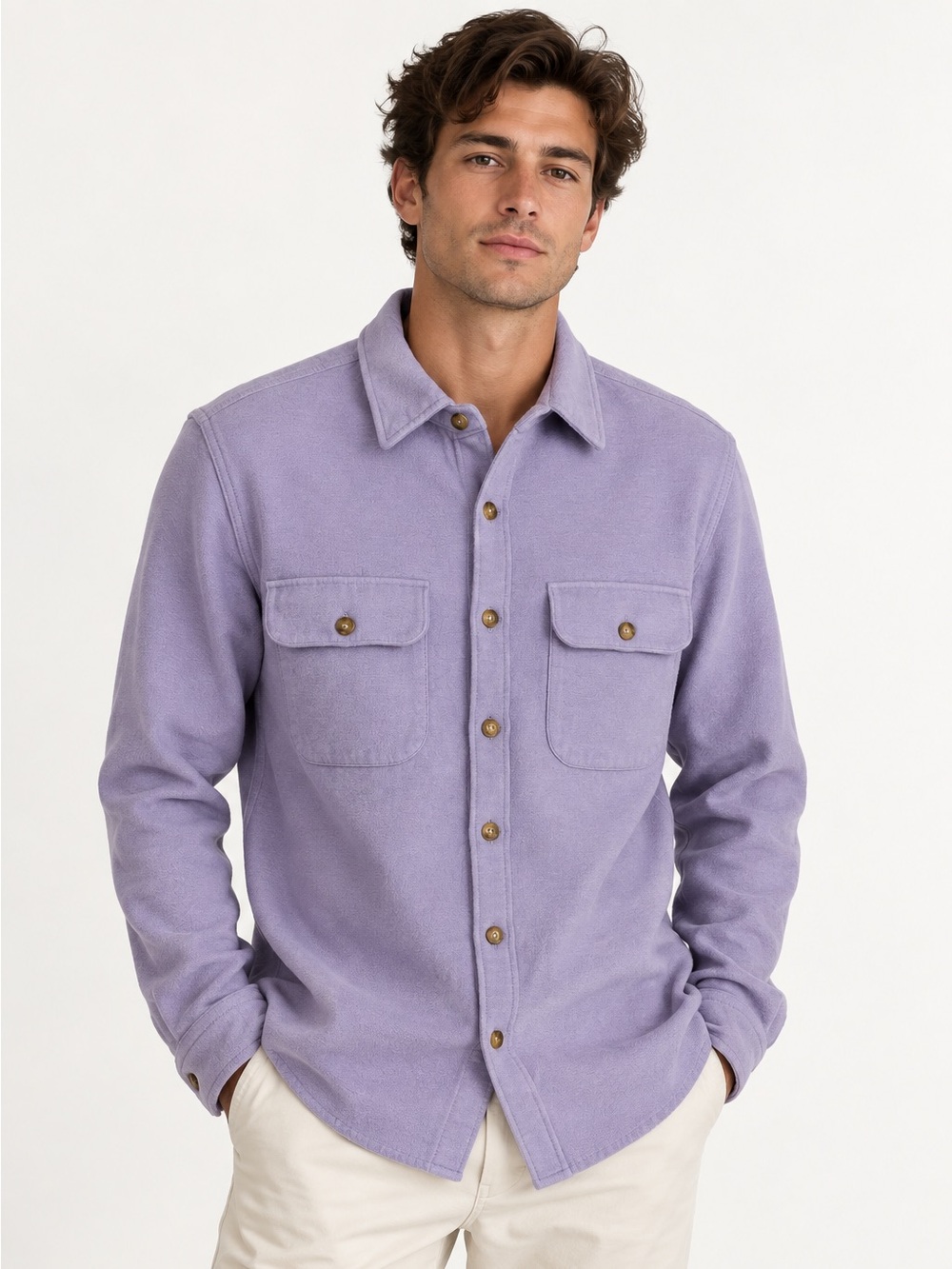J. CREW 100% Cotton Lavender Button-Front Heavy Utility Shirt